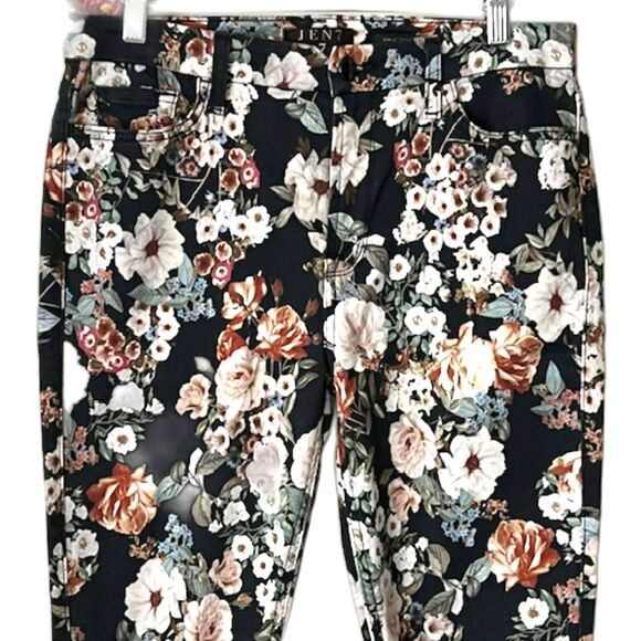 JEN 7 by 7 FOR ALL MANKIND BLACK FLORAL SKINNY ANKLE JEANS SIZE 8 - Picture 3 of 9
